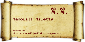 Manowill Miletta névjegykártya